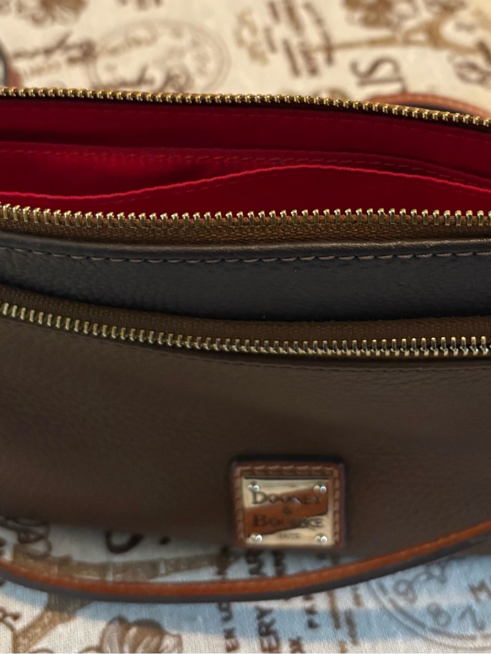Dooney & Bourke Pebble Leather Brown and Black Crossbody Bag - Picture 15 of 15